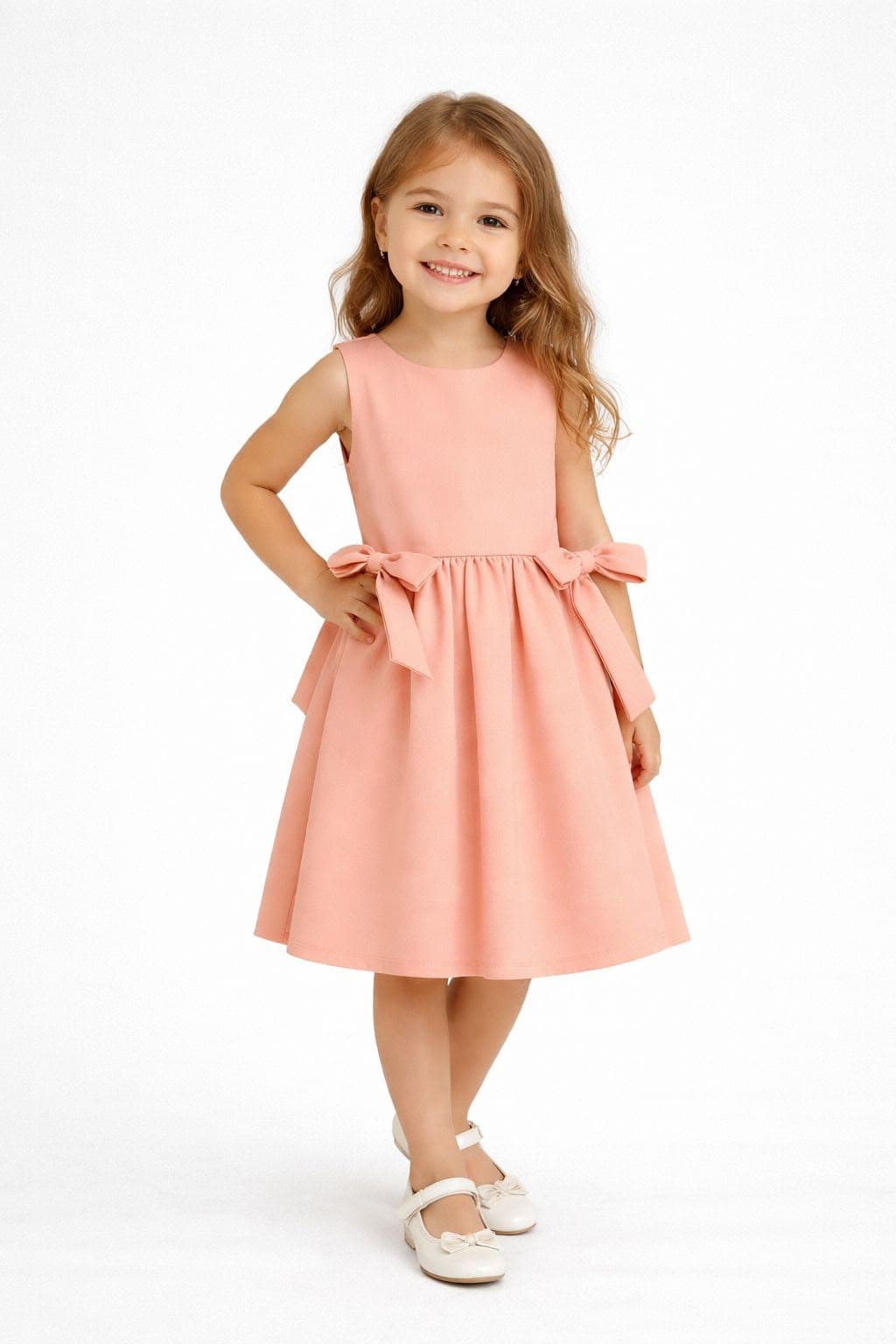 Vestido rosê com laços