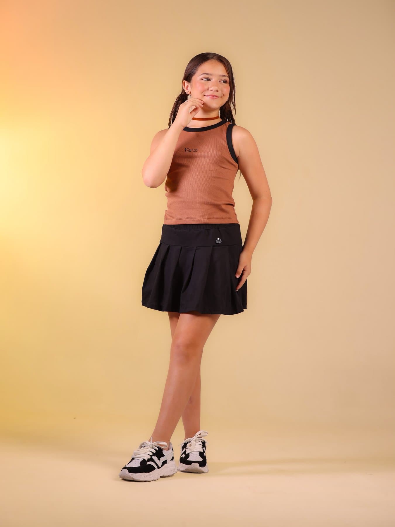 Conjunto Alice marrom e preto