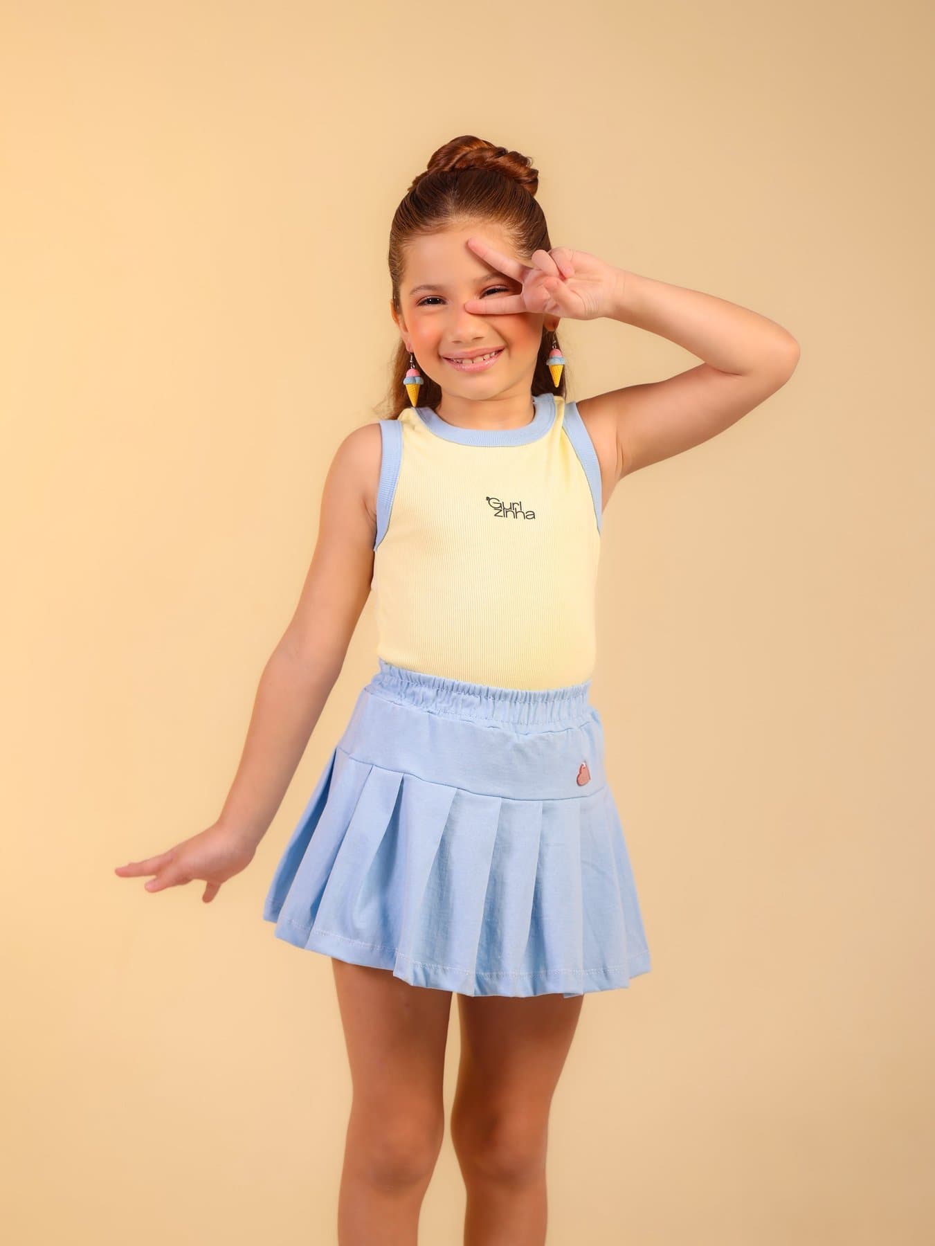 Conjunto Alice amarelo e azul
